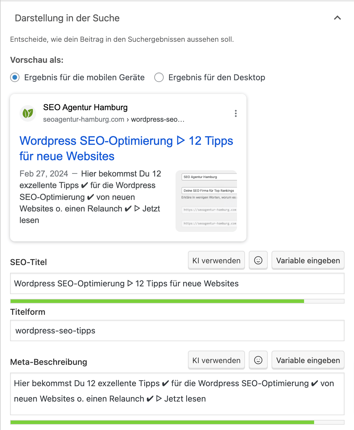 wordpress google optimierung